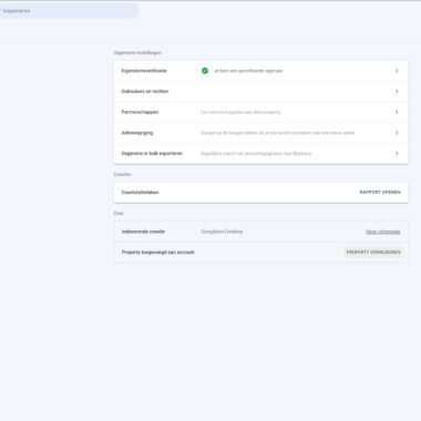 Search console verificatie code vinden stap 1