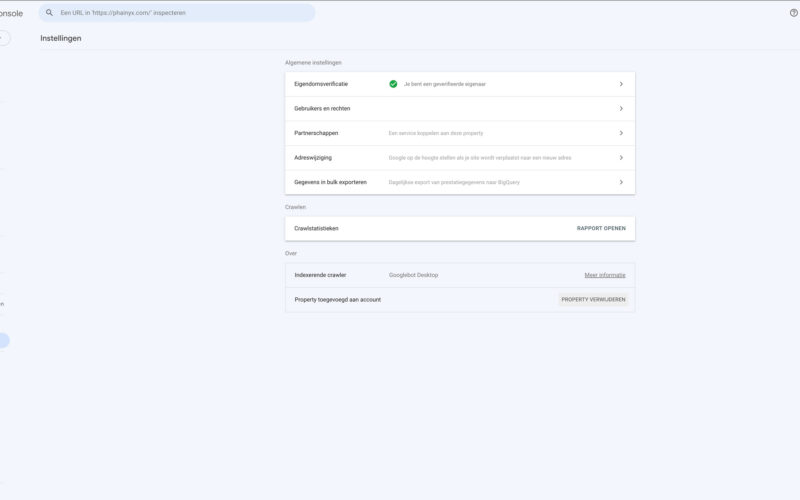 Search console verificatie code vinden stap 1